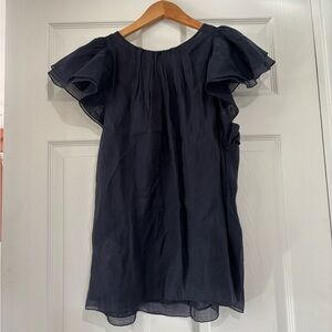 BCBG Navy Ruffle Top